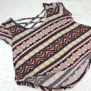 Aztec Print Strappy Backed Crop Top